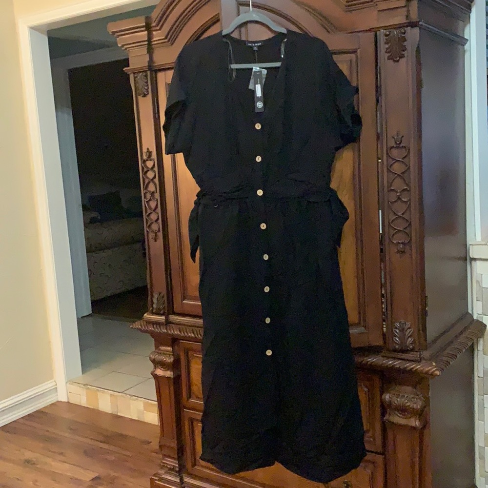 AS U WISH Black Midi Dress